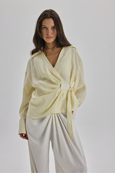 MAI STUDIOS CO. Asteria Bağlama Detay Sarı Dökümlü Gömlek