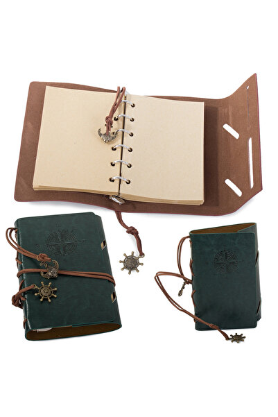 zola Agenda vintage, stil retro, 70 de foi, 15x10 cm, - piele, verde