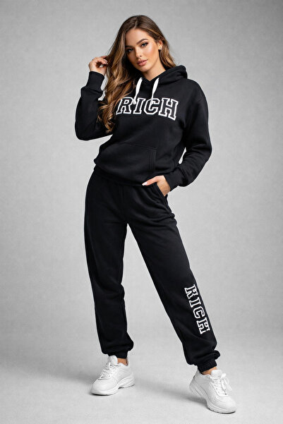 Rich Ženska crna trenerka 100% pamuk Štampano