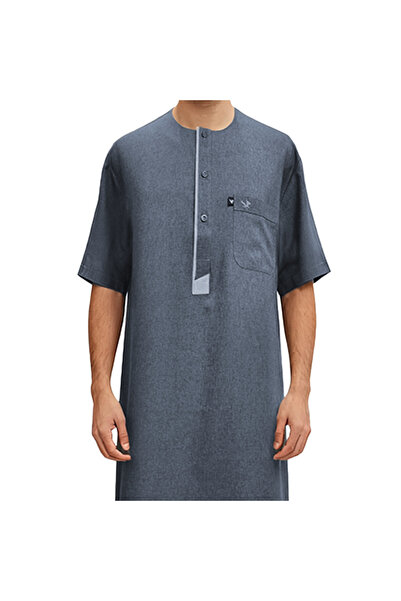 Rocket High-quality Linen jalabiya, half-sleeve, men's, chest width 28