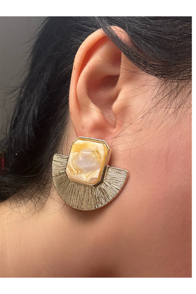 aryaaccesories Büyük gold pirinç kaplamaküpe