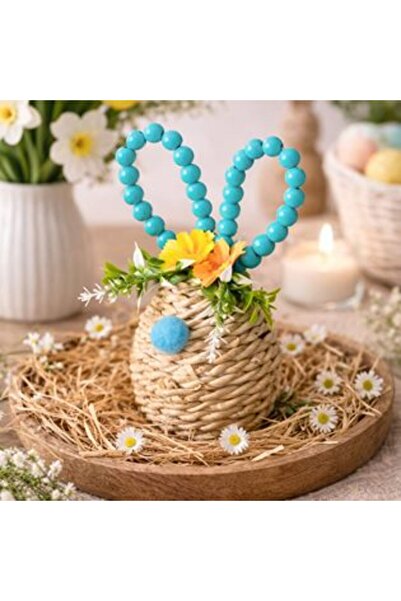 SHOPIENS Decorative Easter Egg Turquoise with Beads 17 cm