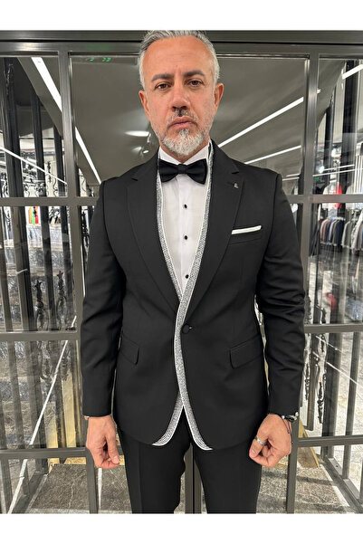 Fc Plus İÇTEN SATEN YAKA TAŞLI TAKIM ELBİSE