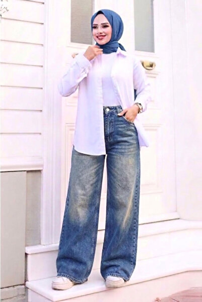 Tesettür Diyarı Women's Extra Baggy Jeans - Vintage Light Blue