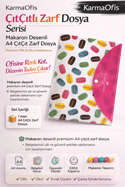 Faber Castell Конверт з макаронним візерунком, формат А4, на кнопці – 1 шт. -...