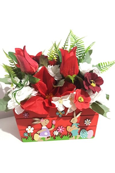 Pasiunea Florilor Red Box With Magnolias and Red Tulips