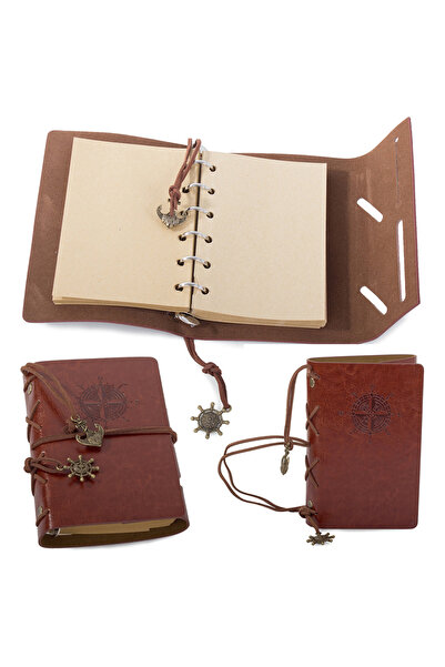 zola Vintage diary, retro style, 70 sheets, 15x10 cm, -leather, brown