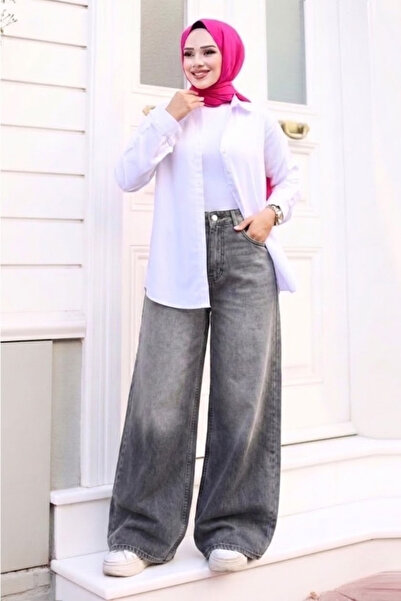 Tesettür Diyarı Women's Retro Baggy Jeans - Dark Gray