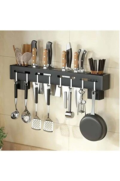 Arabest Kitchen Wall Mount Utensil Rack, Black Cookware Organizer for Spoons ...