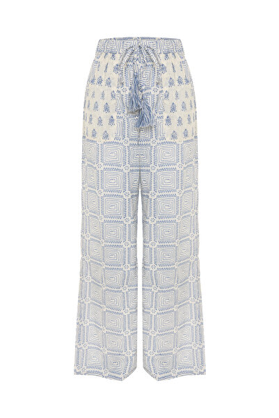 Mudo Marin Printed Tie-Up Wide Leg Pants