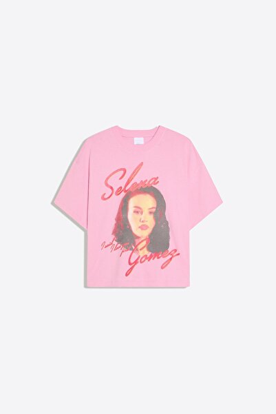 Bershka Selena Gomez kısa kollu baskılı tişört