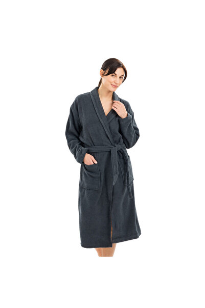 Homelevel Unisex Bathrobe, M, Grey, Cotton, 54845.73.2
