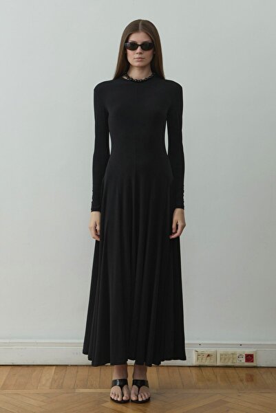 Suud Collection Μαύρο φόρεμα Rey με φαρδιά γραμμή