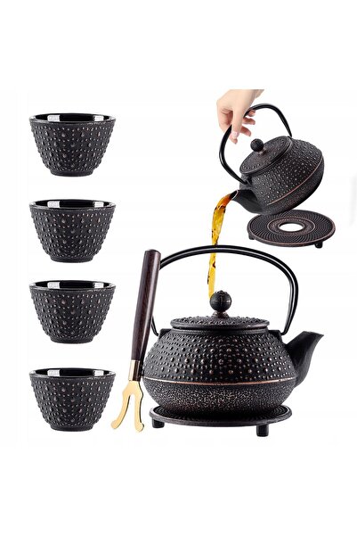 KADAX Ceainic din fontă neagră, ceainic, infuzor pentru ceai din plante, 800 ...