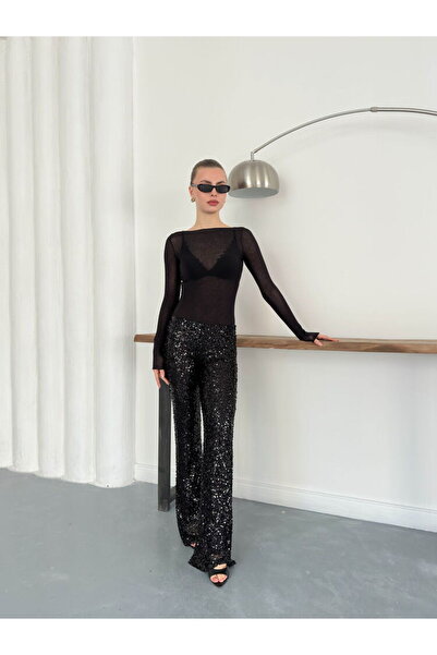 SILA Siyah Stardust Pantolon