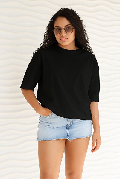 E-ROMA Plain Oversized Unisex T-Shirt Ycb5