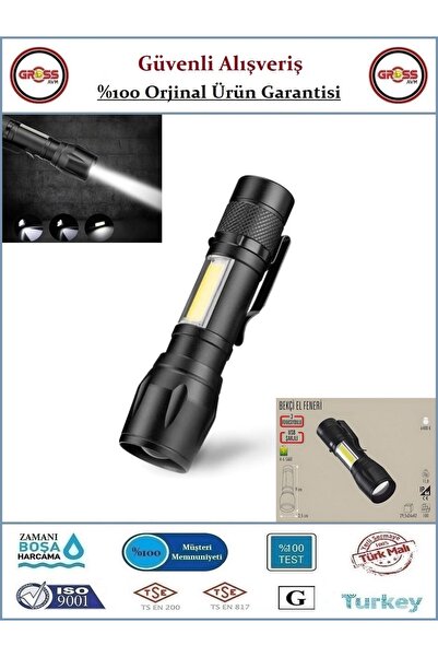 Cata Şarjlı Police Ledli El Feneri - Mini Cep El Feneri - 3 Fonksiyon - Orjin...