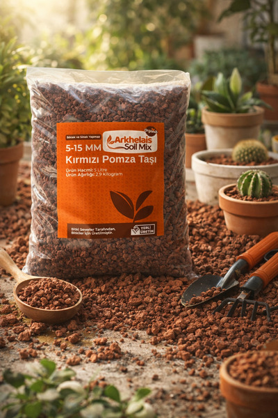 Arkhelais Kırmızı Pomza Taşı – Orkide & Saksı Bitkileri İçin Drenaj Taşı - Vo...