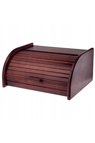 KADAX Wooden Bread Bin for Bread Rolls Large Solid Dark Brown