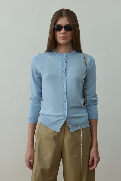 Suud Collection Μπλε Πλεκτή Ζακέτα Arya