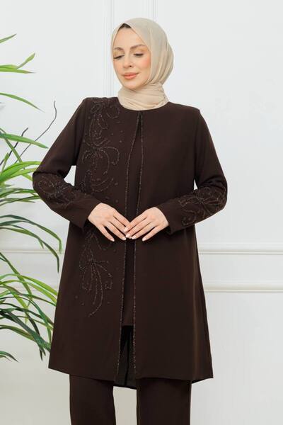 KMKkombin Women's Flower-Embroidered Stylish Pants Suit