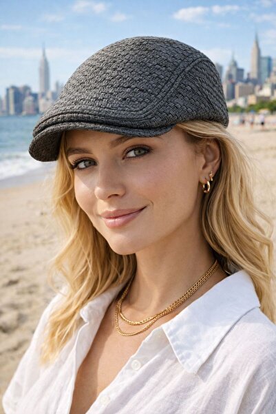 FELLMENS Black Straw Cap Women's Hat