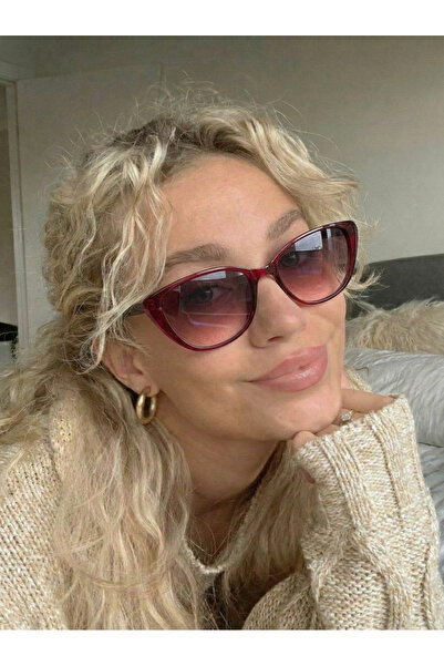 funeyes Diana Burgundy Trend Glasses Cat Eye Sunglasses with Thin Slim Frame