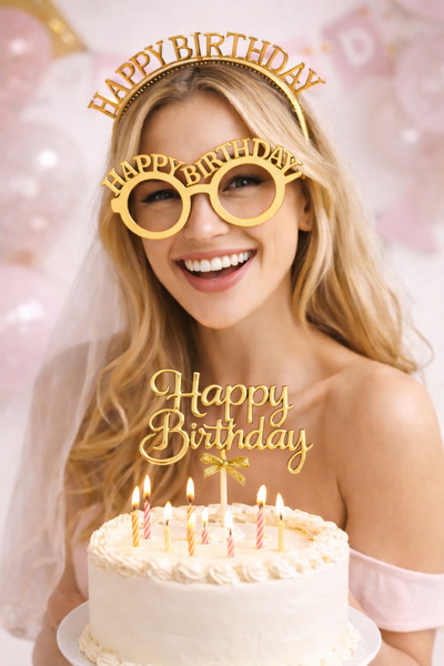 PARTİPORT Happy Birthday Doğum Günü Seti – Taç, Happy Birthday Gözlük ve Past...