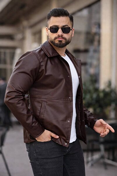 BASEL.CO Men's Brown Leather Jacket