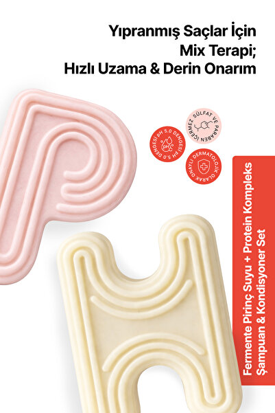 Ph Lab PhLab Hair P+H Seti, Fermente Pirinç Suyu & Protein Complex Katı Şampu...