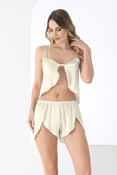 Jumelles Stone Color Soft Touch Satin Shorts Set