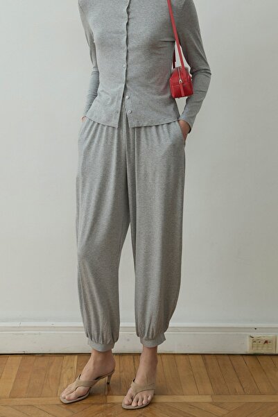 Suud Collection Γκρι παντελόνι Cosie Shalwar με ρευστή εφαρμογή