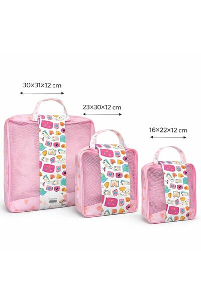 4nio 3-Piece Suitcase Organizer Set-Organizer-With Mesh Cover-With Zipper