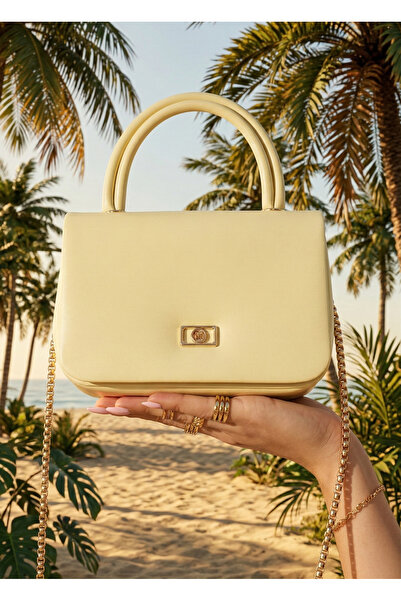 Çanta Trend Geantă de mână mini cutie galbenă pentru femei, cu mâner lateral ...