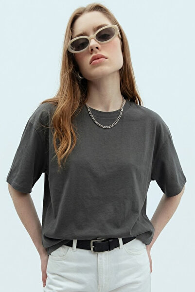 COMBİNE MİCHAİL Ženska majica kratkih rukava Pamuk komada dimljena Oversize kroj