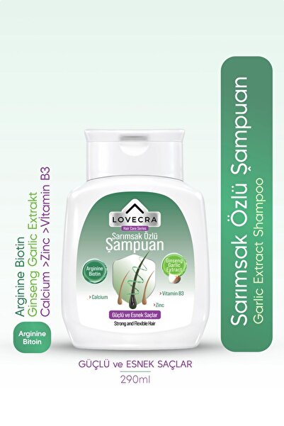 LOVECRA Sarımsak Özlü Şampuan Dökülme Karşıtı Saç Güçlendirici Besleyici Canl...