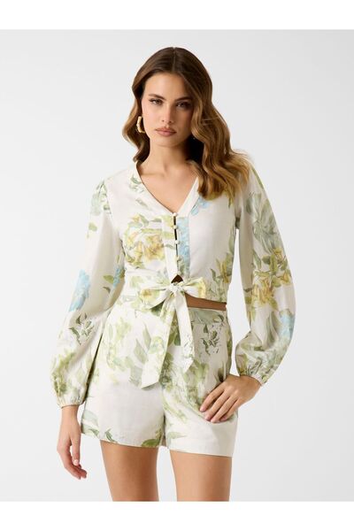 Guess كتان شيرلي الكتانية بأكمام طويلة