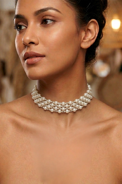 PETEK AKSESUAR İNCİLİ TAŞLI TASMA CHOKER KOLYE