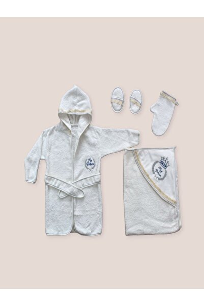 sylar 0-6 Months Set of 5 Baby Boy Towels and Duster with Tiger Embroidery Ba...