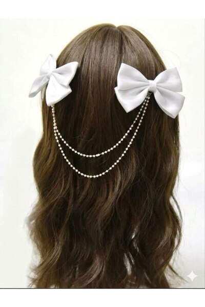 Shiklik İnci 2'L Women's Hair Clip with Double Bow - Lolita Hair Accessory