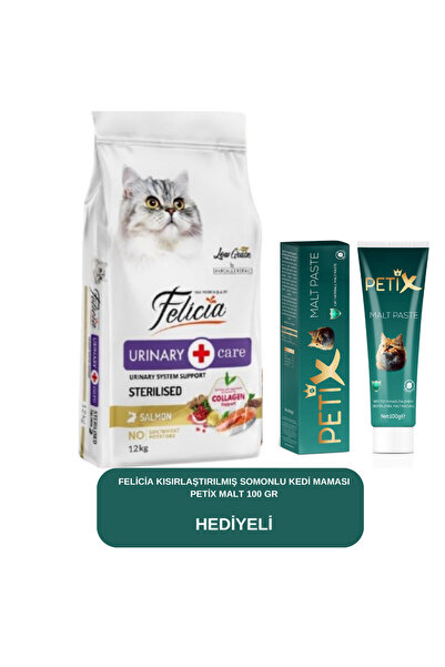 Felicia Kısırlaştırılmış Somonlu Kedi Maması Petix Malt 100 gr Hediye