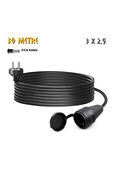 SGS Kauçuk Uzatma Kablosu CCA 3x2.5 - Tekli Dişi Priz - 30 mt.