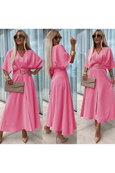 GLAMSI Long dress with belt