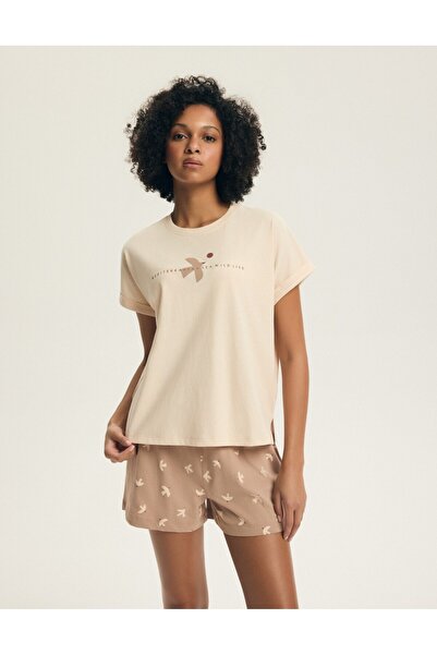 Henderson Women's Summer Pajamas Set T-Shirt & Shorts 100% Cotton Mideterrean...