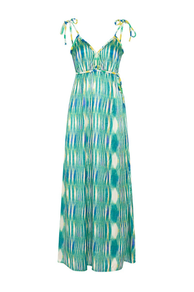 Mudo Printed A-Shaped Strappy Open Back Long Dress