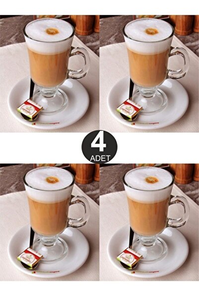 moontime alaçatı 4'lü Cam Latte ve Cappuccino Kupası Seti, şık ve kullanışlı