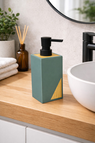 Padilon Bamboo Detailed 300 ml Liquid Soap Dispenser Modern Design Stylish So...