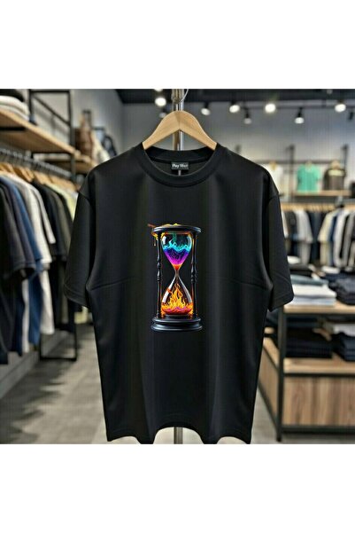 playwear Πολύχρωμο μπλουζάκι με στάμπα κλεψύδρας, 100% βαμβακερό, oversized, ...