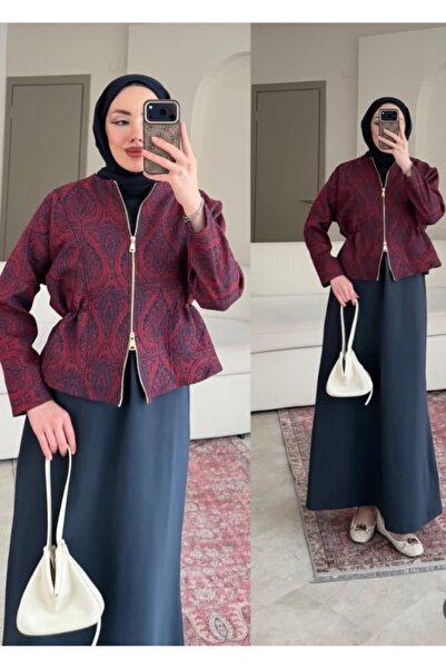 Butik Etnik Desen Ceketli Elbise