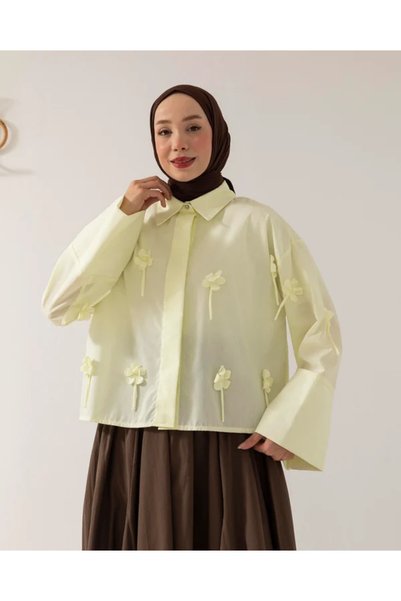 HELEN Oversize Papatya Fiyonklu SarıGömlek